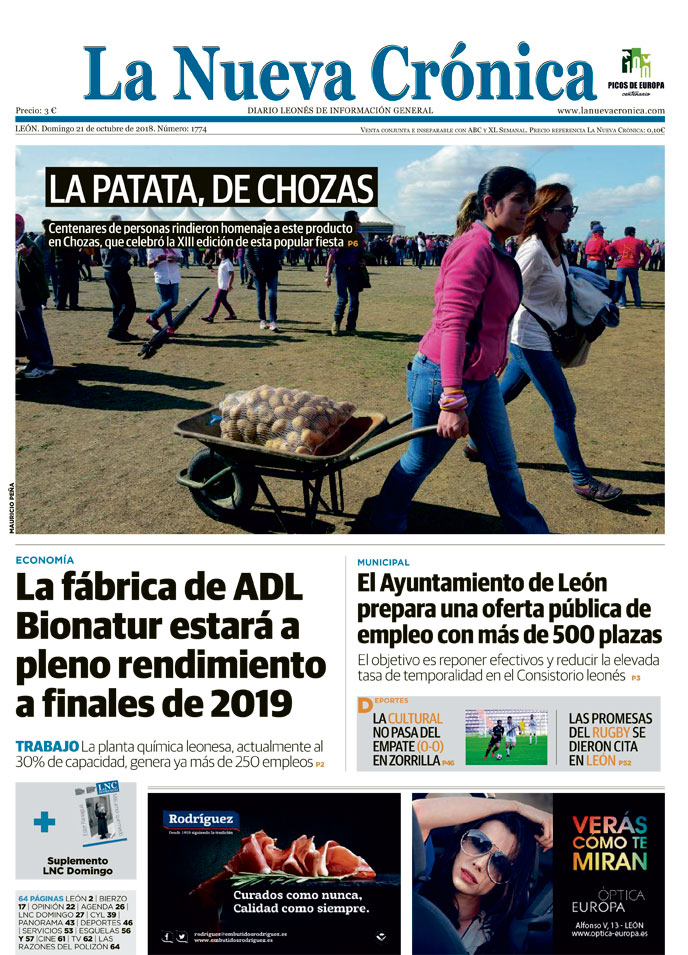 Imagen de la portada de hoy del periódico La Nueva Crónica