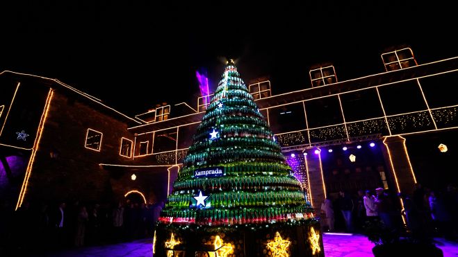 Encendido de luces en el Palacio de Canedo.