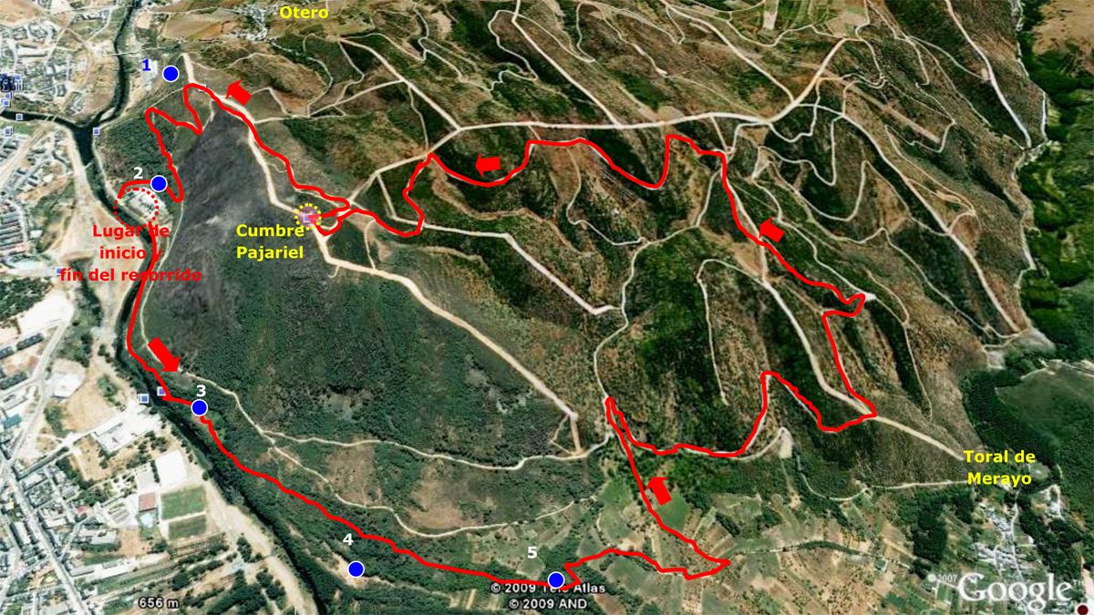 Mapa del paseo por el Pajariel.