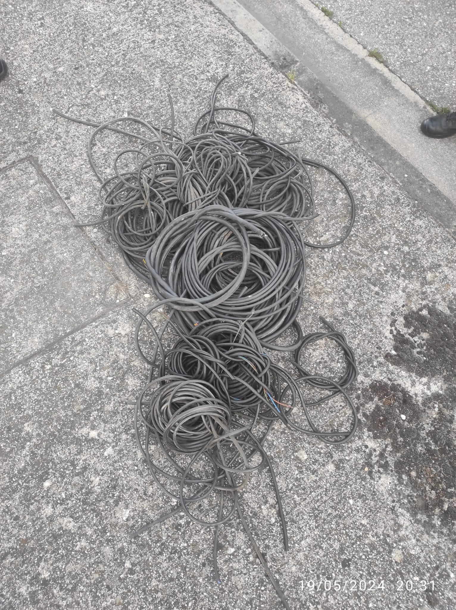 Cable de cobre robado. 