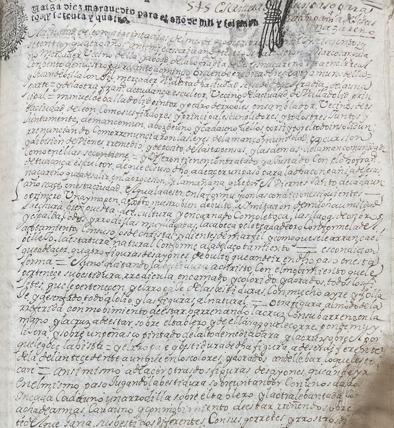 Contrato del paso suscrito en 1674. | ARCHIVO HISTÓRICO PROVINCIAL DE LEÓN