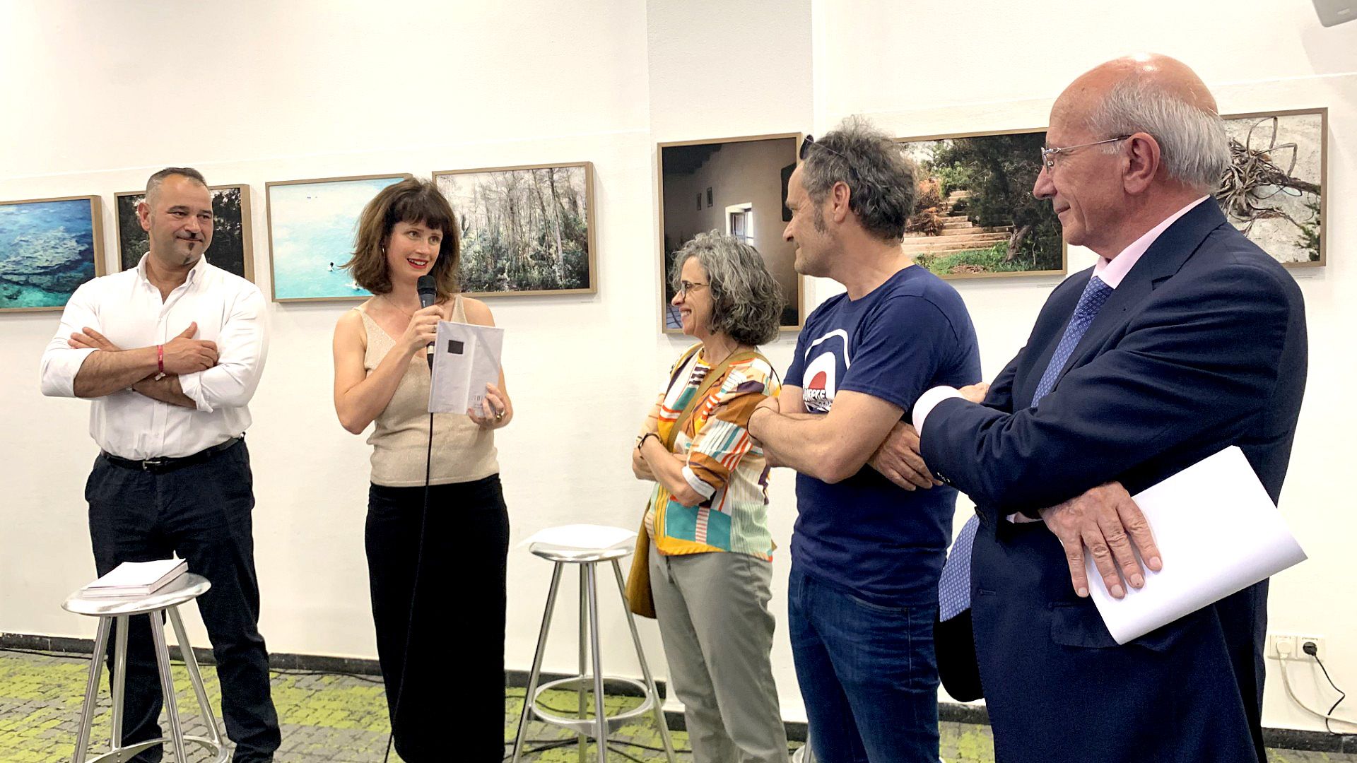 Un momento de la inauguración de la exposición de Cecilia Orueta en el Instituto Goethe de Madrid.