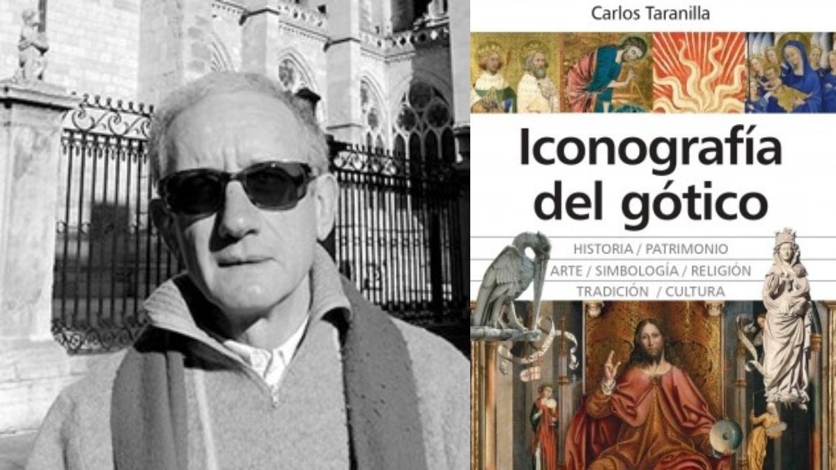 Carlos Taranilla y la portada de su publicación, 'Iconografía del gótico'. | L.N.C.