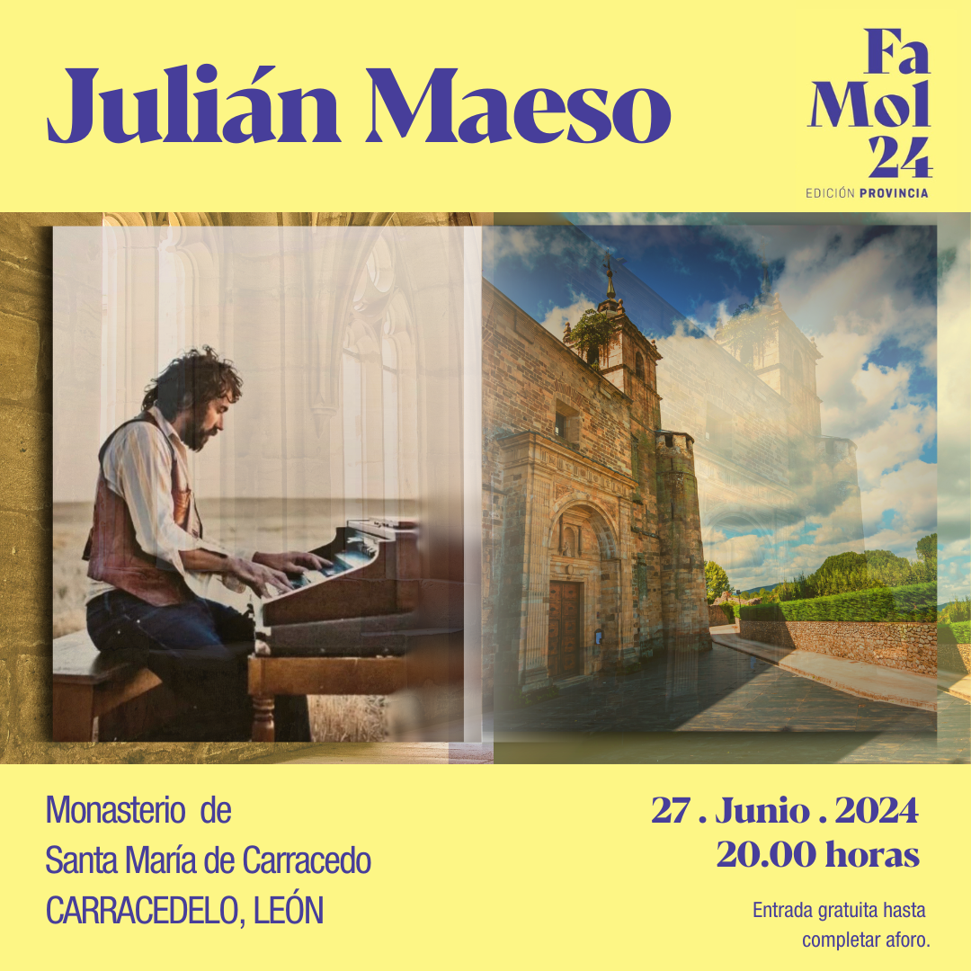 Cartel sobre el concierto de Maeso en Carracedelo.