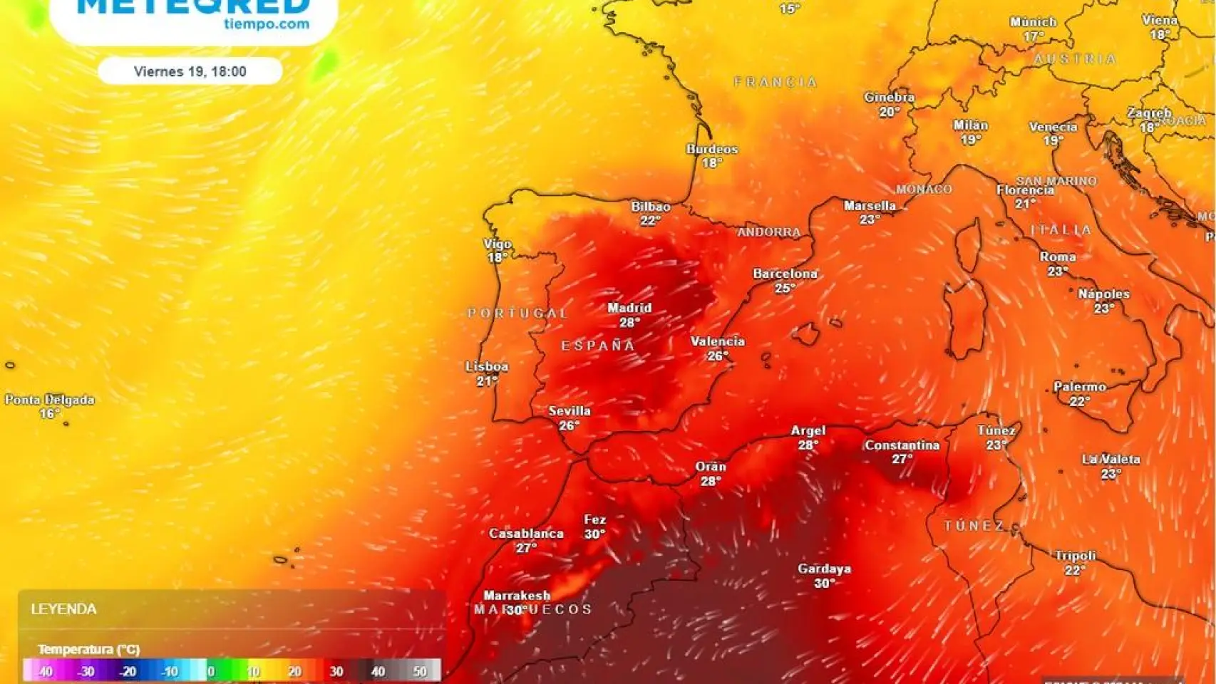 Ola de calor que afectará a toda la península este viernes. | Meteored