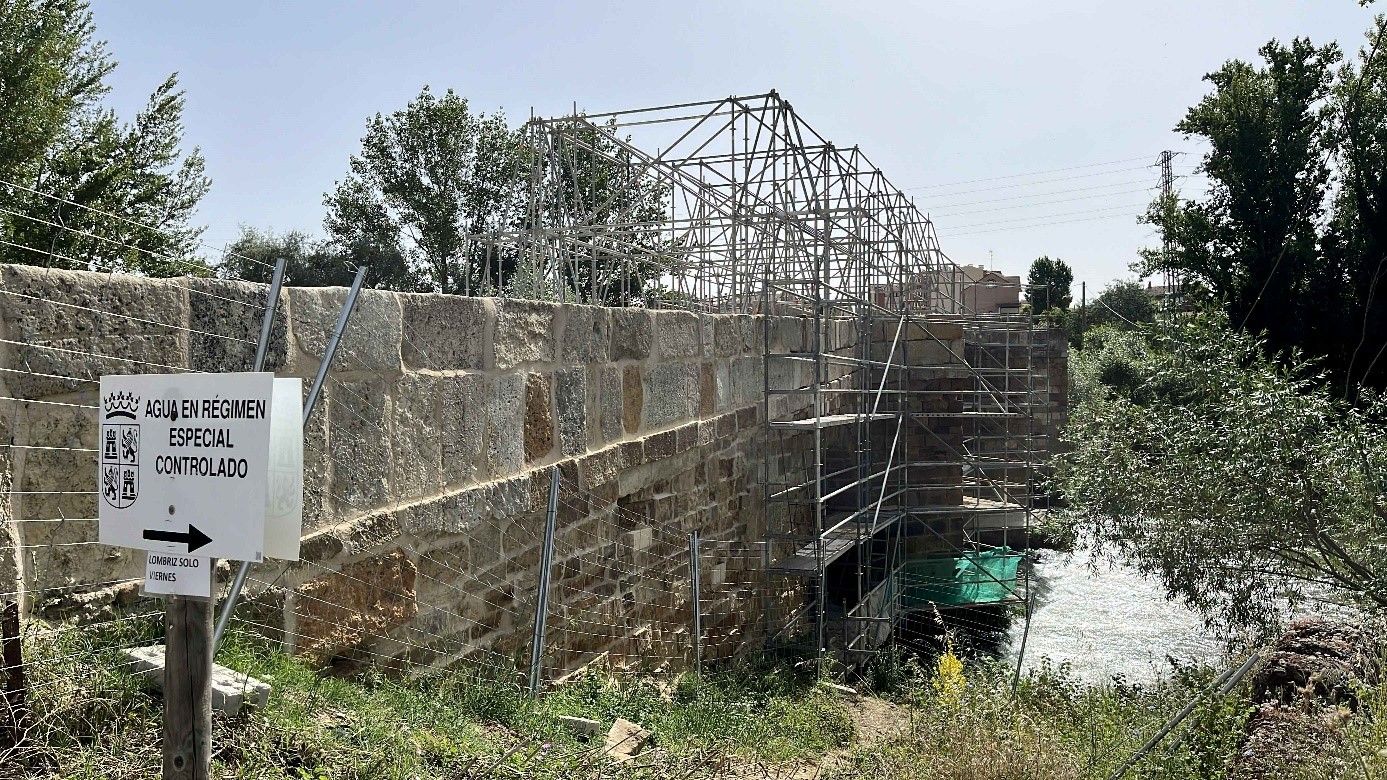 Obras de restauración del Puente Canto en Sahagún. | L.N.C.