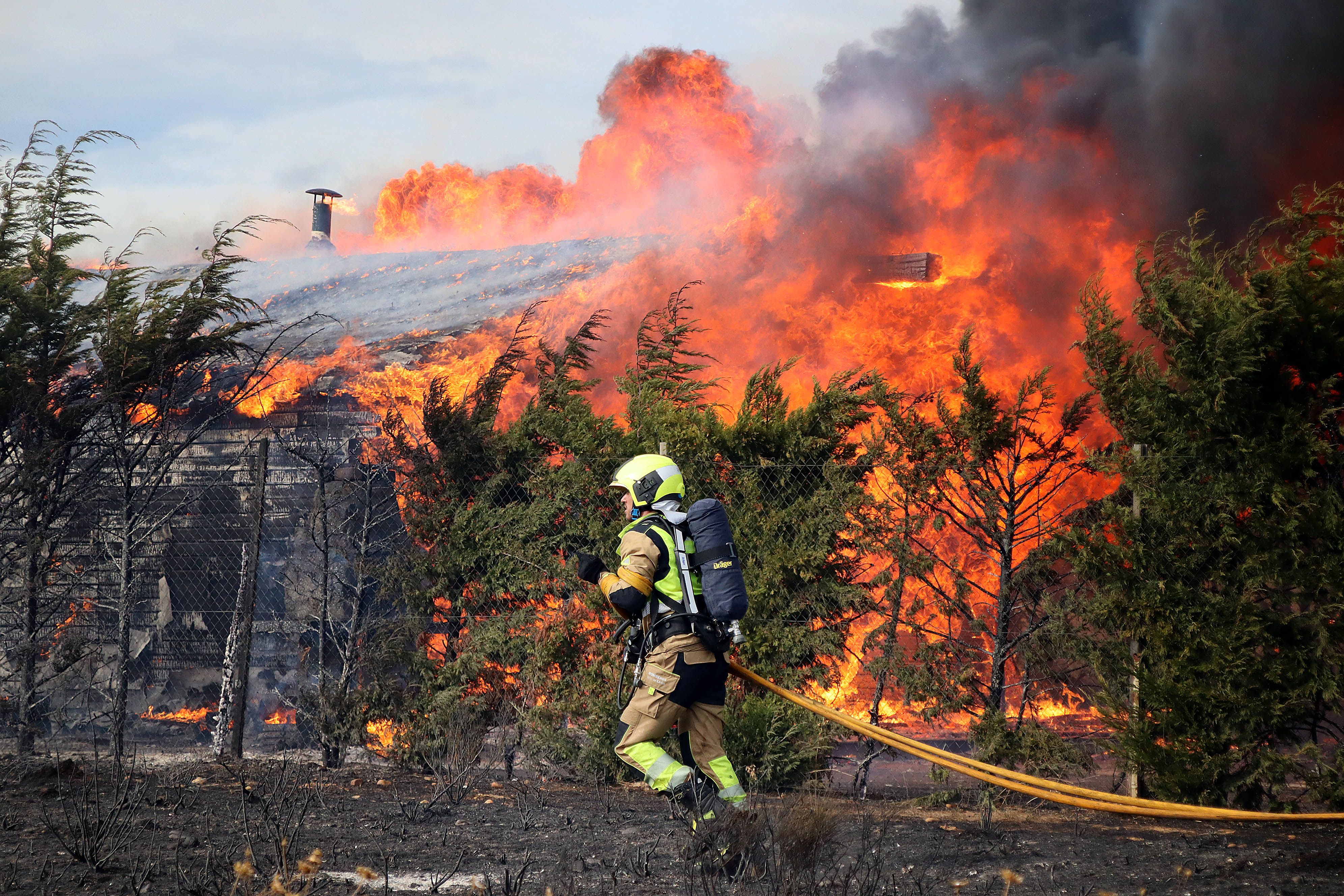 Incendio forestal este sábado en Valverde de la Virgen. | PEIO GARCÍA (ICAL)