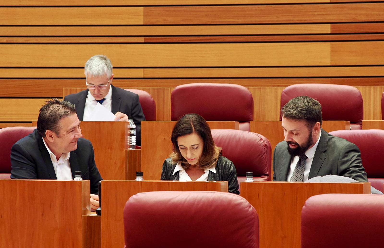 Luis Mariano Santos, Alicia Gallego y José Ramón García, procuradores de UPL en las Cortes de Castilla y León. | L.N.C.