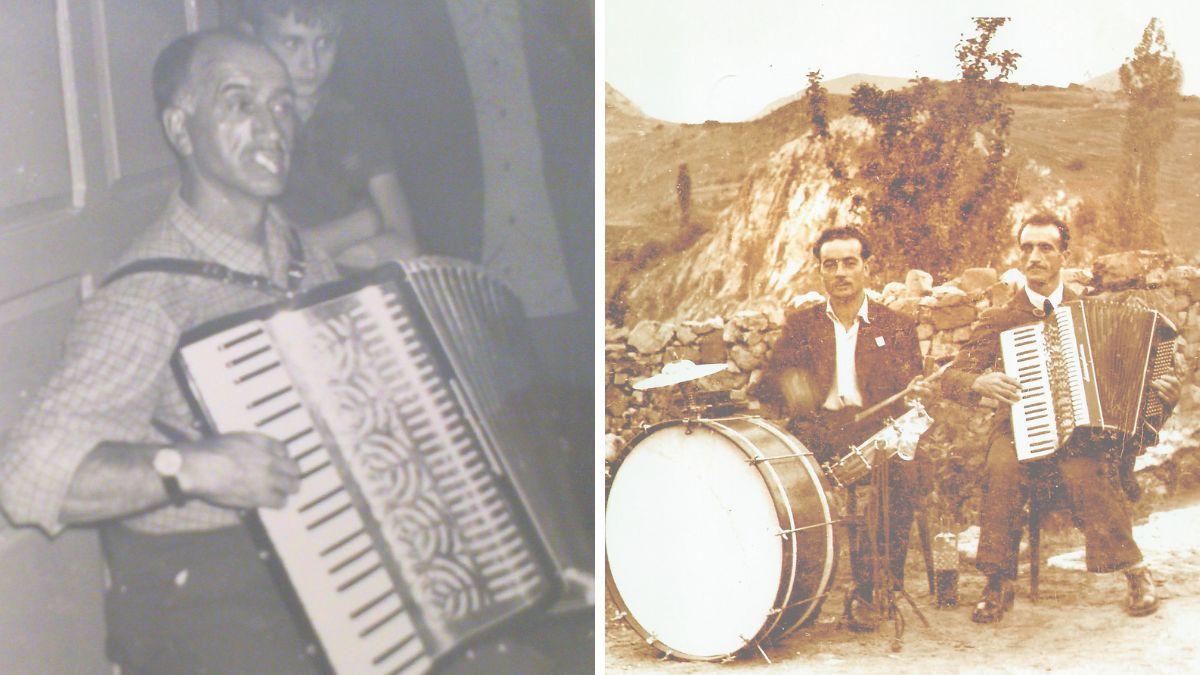 Pergentino en una foto de 1960 y a la derecha tocando con Evangelista en una fiesta. | ARCHIVO NORBERTO MAGÍN