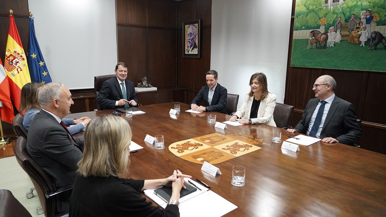 Un instante de la reunión de los rectores de las universidades de Castilla y León con Mañueco. | ICAL