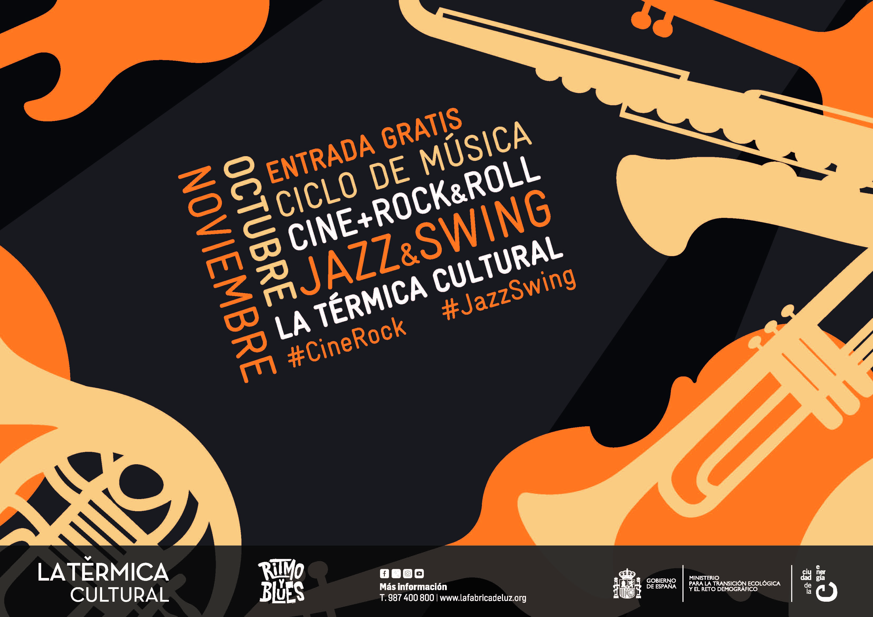 Cartel de los ciclos de cine y música que se trasladan a La Térmica Cultural.