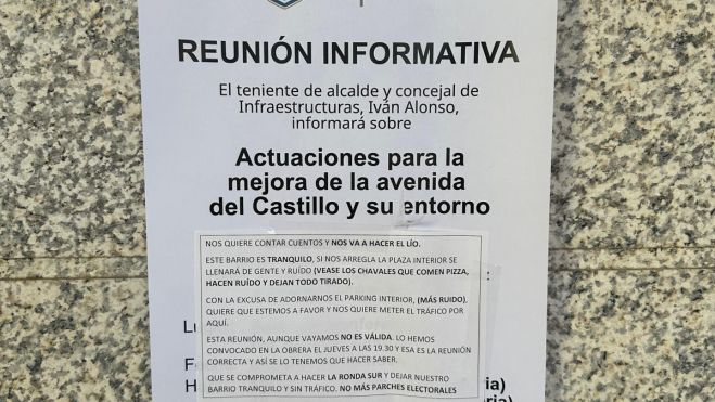 Cartel de la convocatoria tapado.