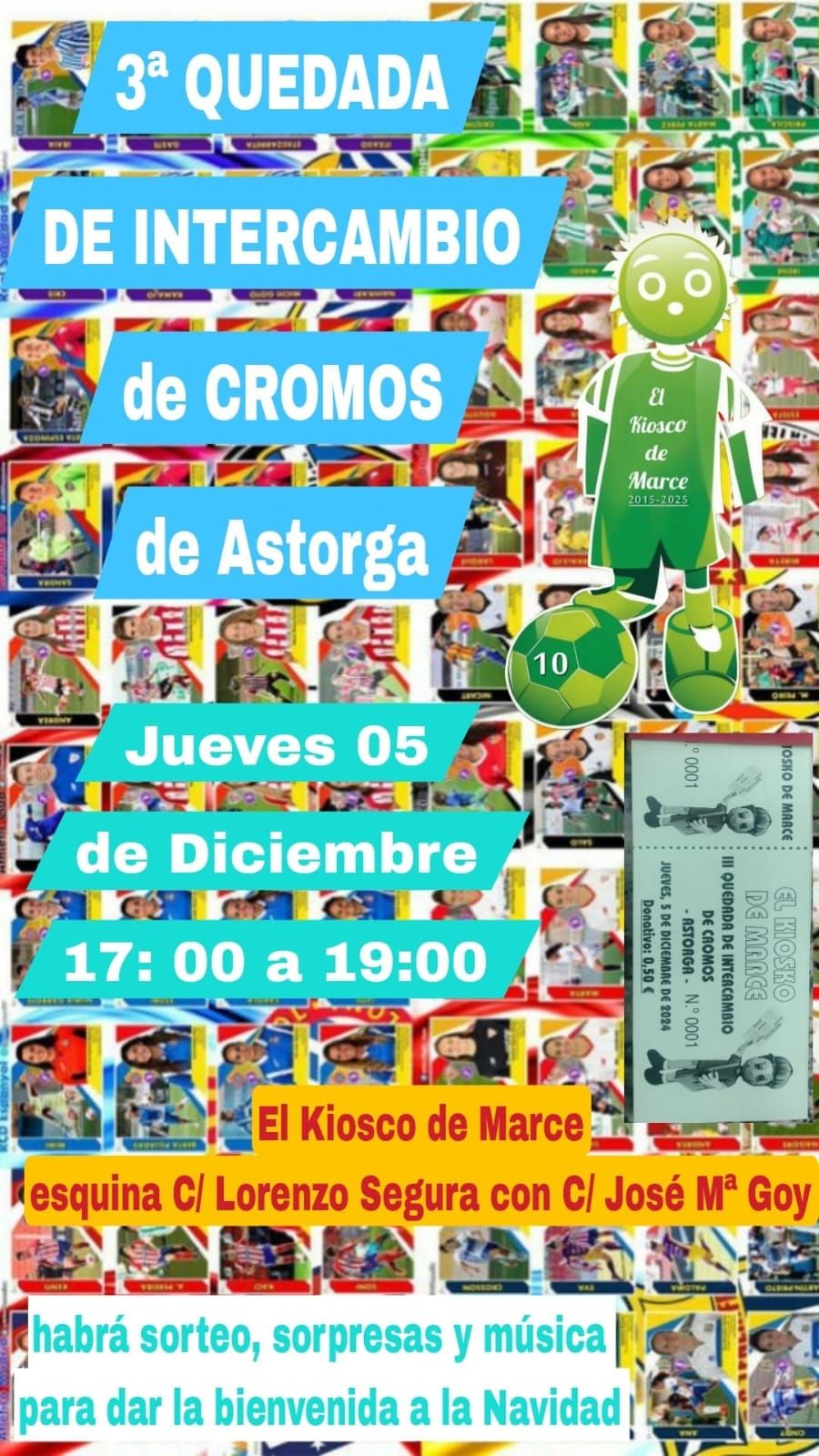 Cartel de la quedada de intercambio de cromos en Astorga.