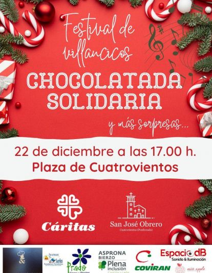 Cartel de la IV chocolatada solidaria en Cuatrovientos.