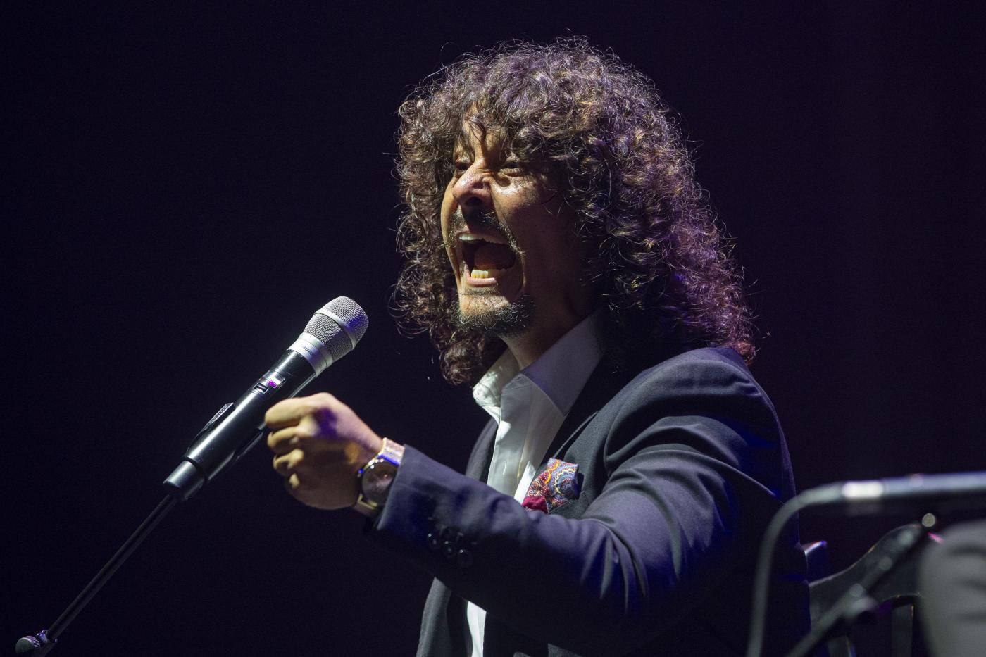 Jesús Corbacho en un momento de su actuación en el Festival del Cante de las Minas de La Unión.