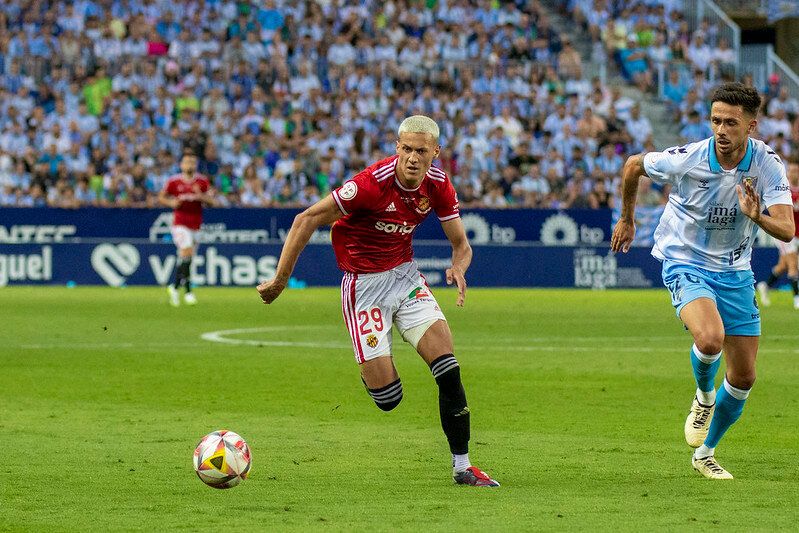 Alan Godoy durante un partido con el Nàstic contra el Málaga.