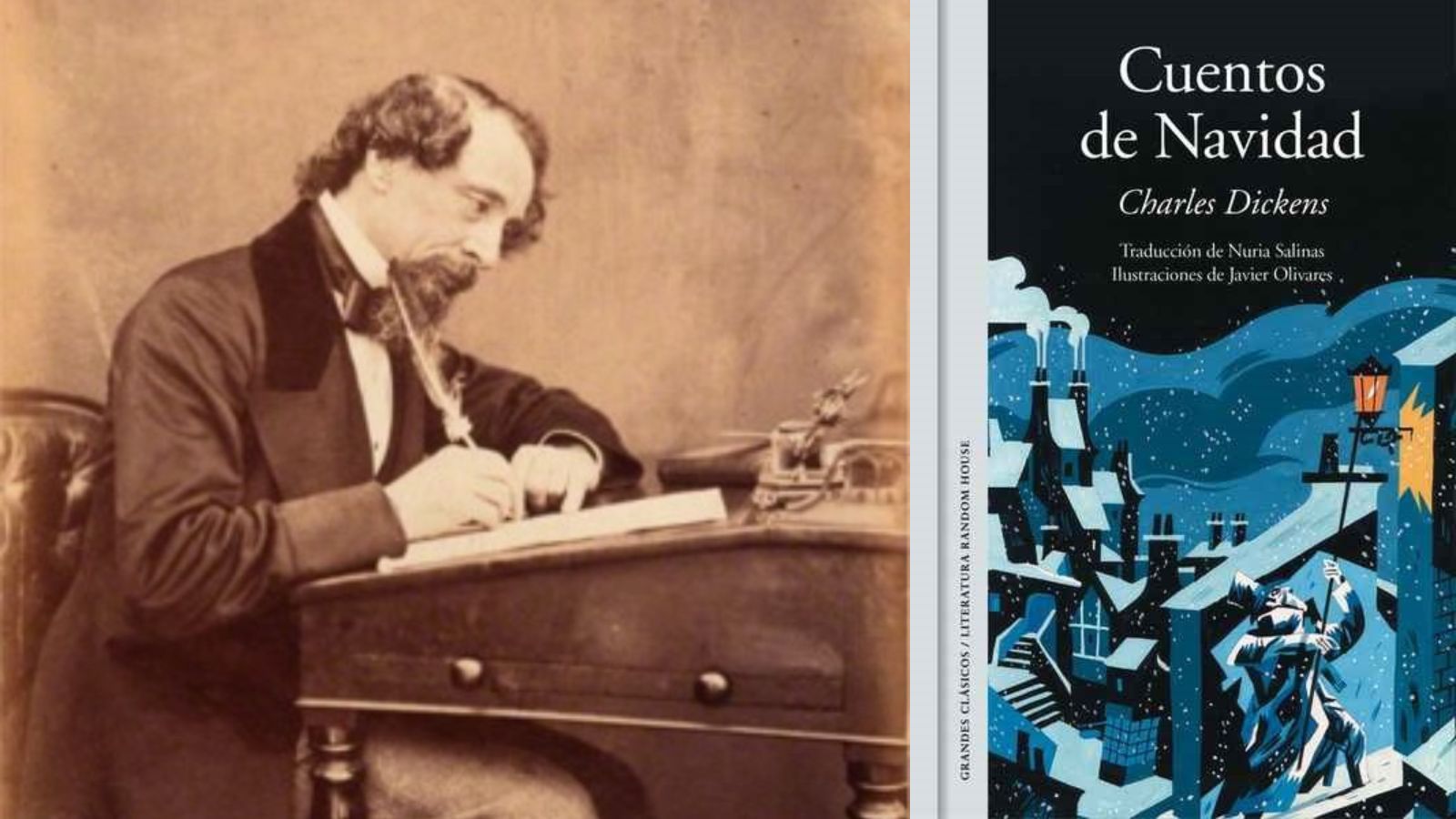 Charles Dickens, en su escritorio (1812 / 1870) & 'Cuento de Navidad' (1843).