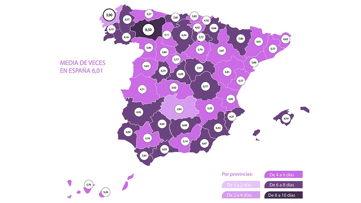 Mapa elaborado por 'Diversual', en su 'Estudio sobre hábitos sexuales', con el consumo de pornografía por provincias. | L.N.C.