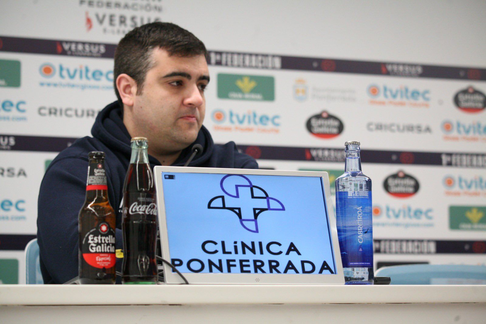 Oriol Pozo durante la rueda de prensa previa al Albacete. CPSDP