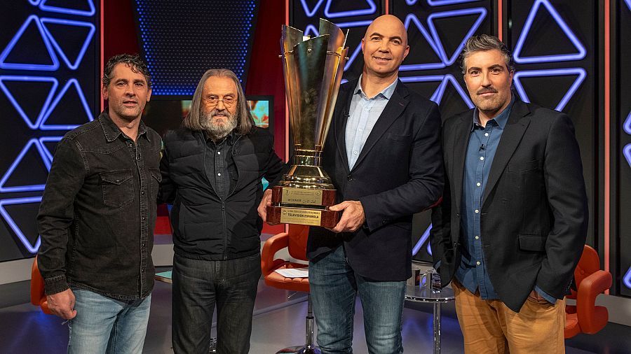 Juanín García, Luismi López, Demetrio Lozano y Felipe Fernández durante la grabación del Conexión Vintage '20 años del tesoro de Túnez' | RTVE