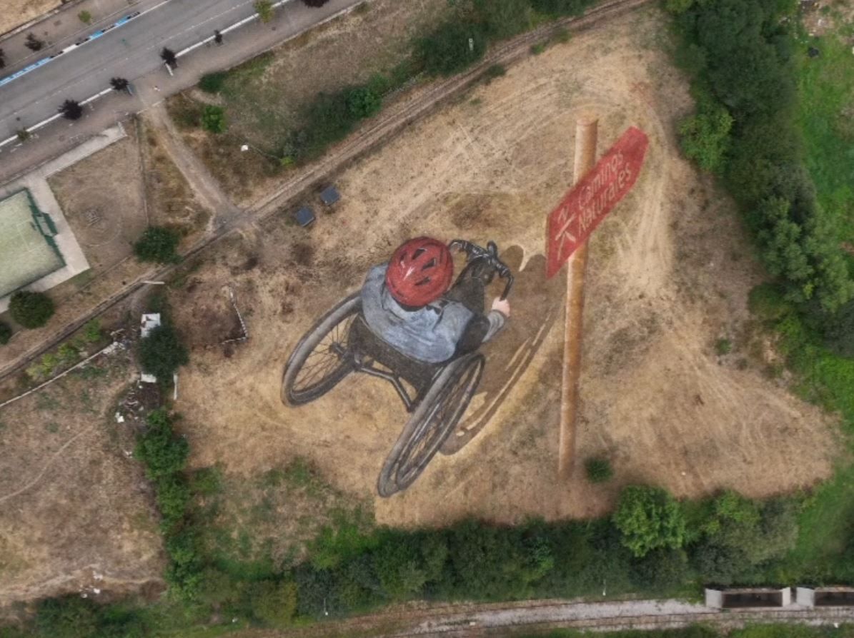 LAND ART VILLABLIDetalle de la obra ‘Abriendo horizontes’, del colectivo Lacianart, que fue captada por los helicópteros La Vuelta Ciclista.