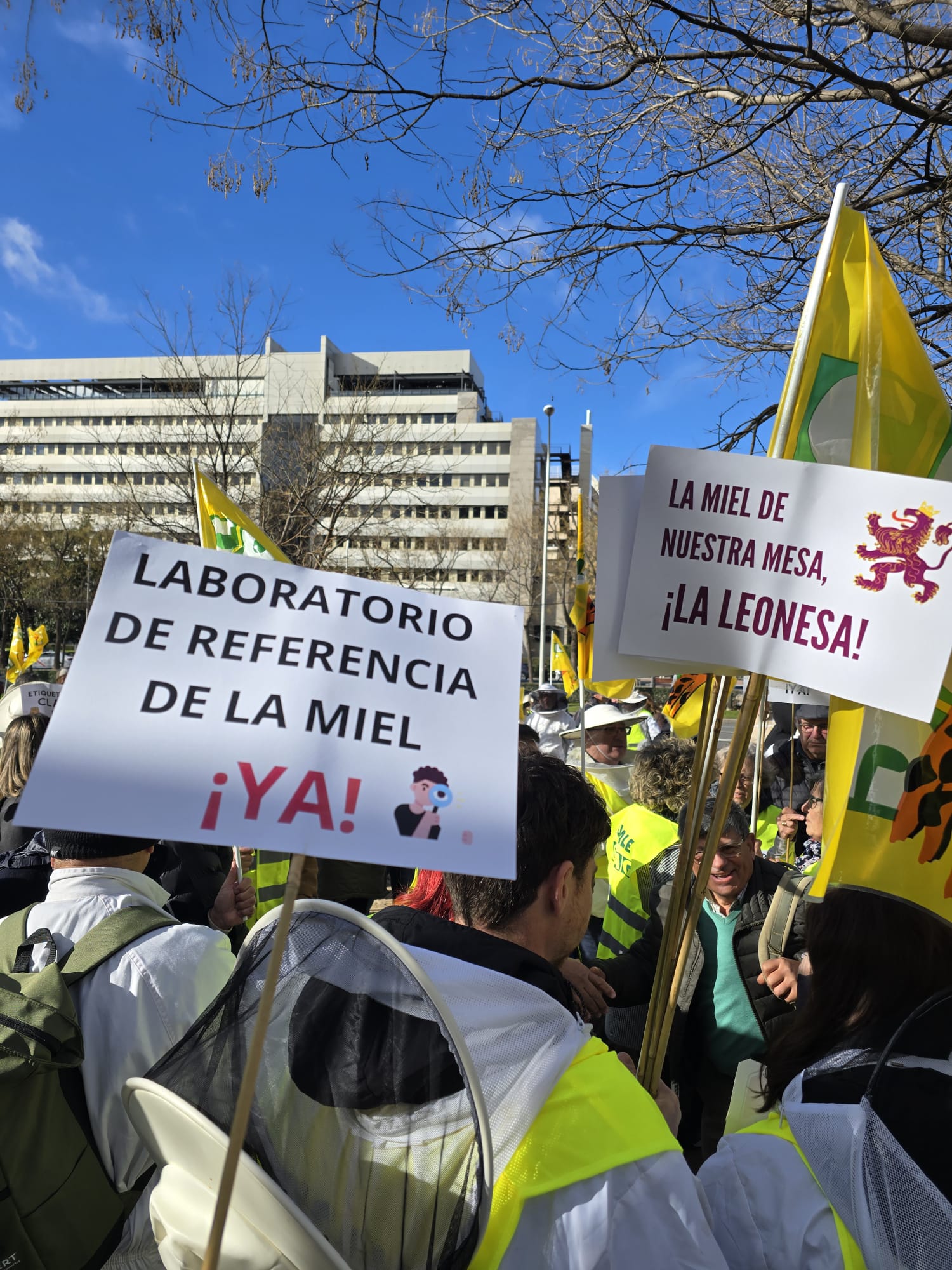 Pancartas de la protesta defendiendo el sector en león.