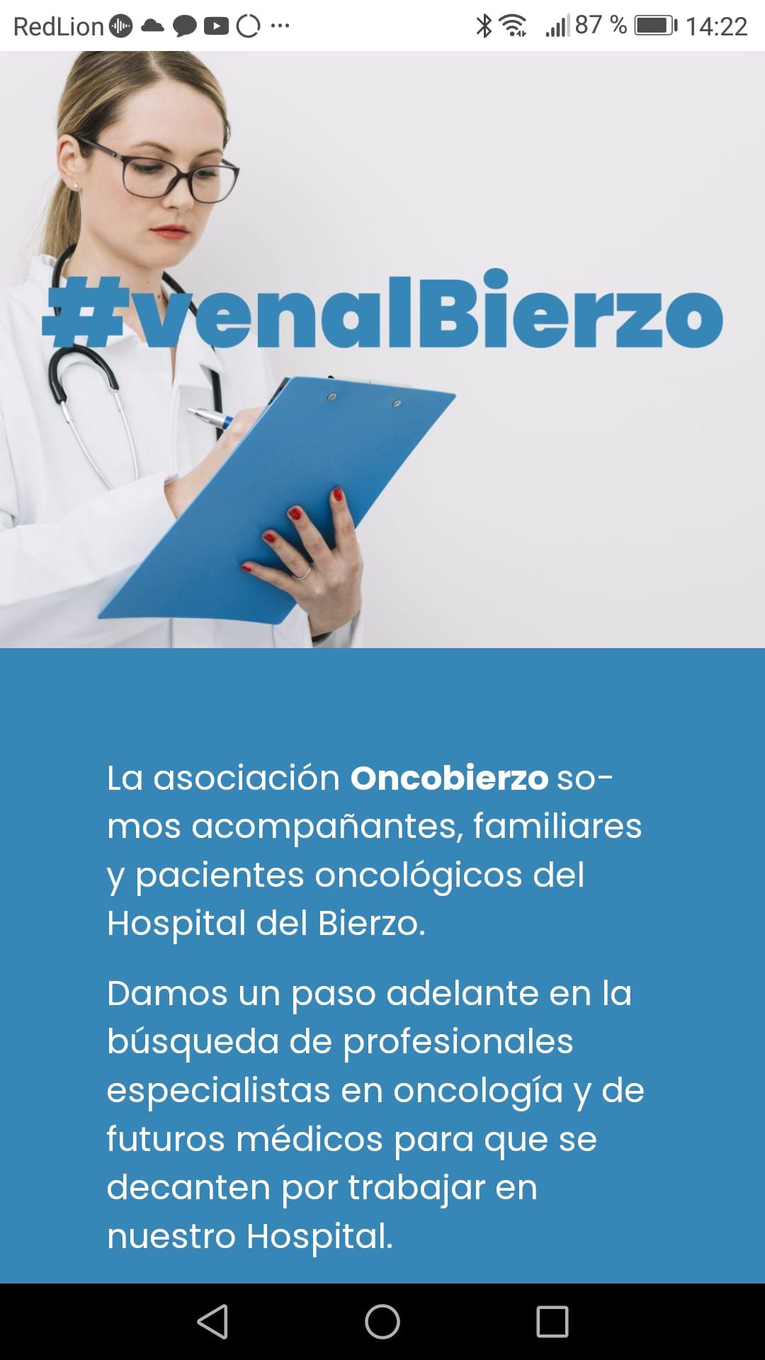 Captura de pantalla del nuevo "Oncojobs".