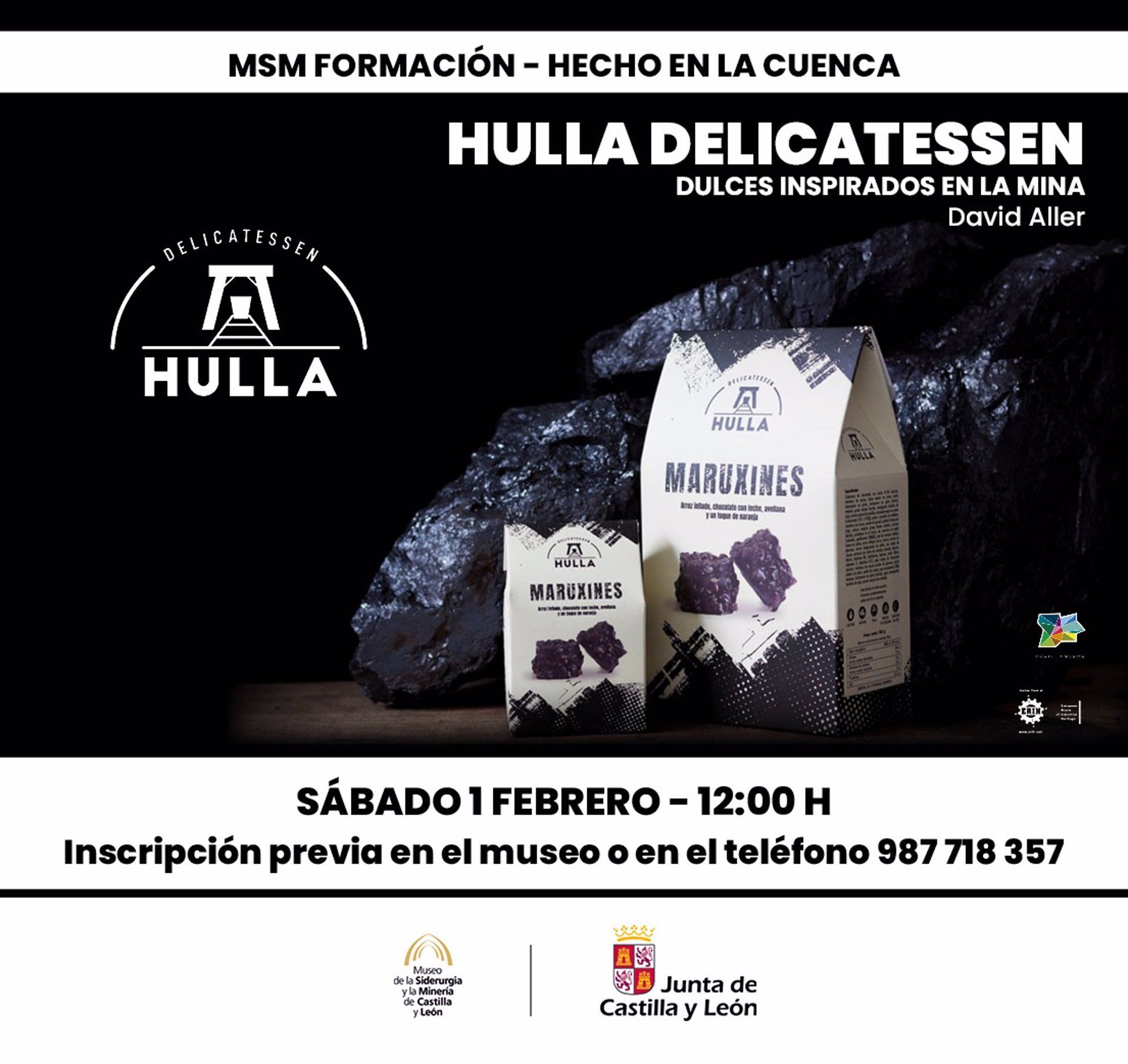 Cartel anunciador de la cata de dulces mineros en el Museo de la Siderurgia y la Minería de Castilla y León. MSM