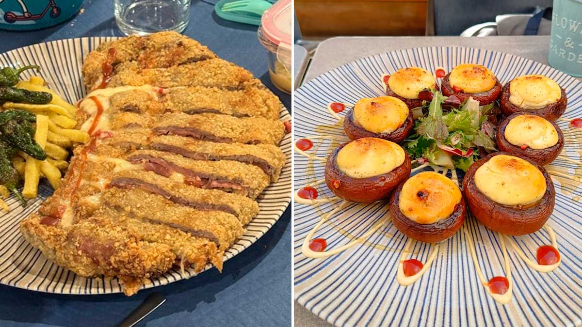 Cachopo del Restaurante La Torre y sus tan valorados champiñones. | L.N.C.