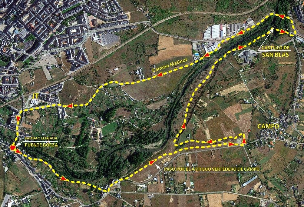 Mapa del recorrido por el río Boeza.