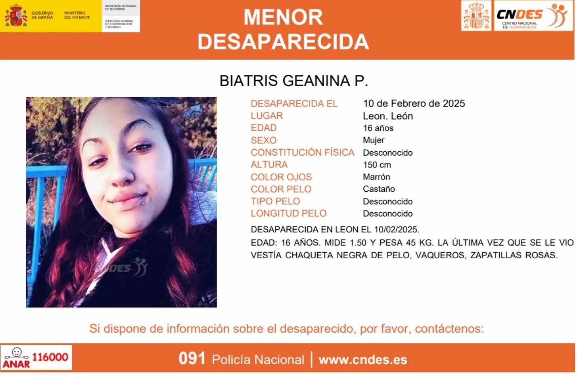 Buscan a una joven desaparecida en León. | CNDES