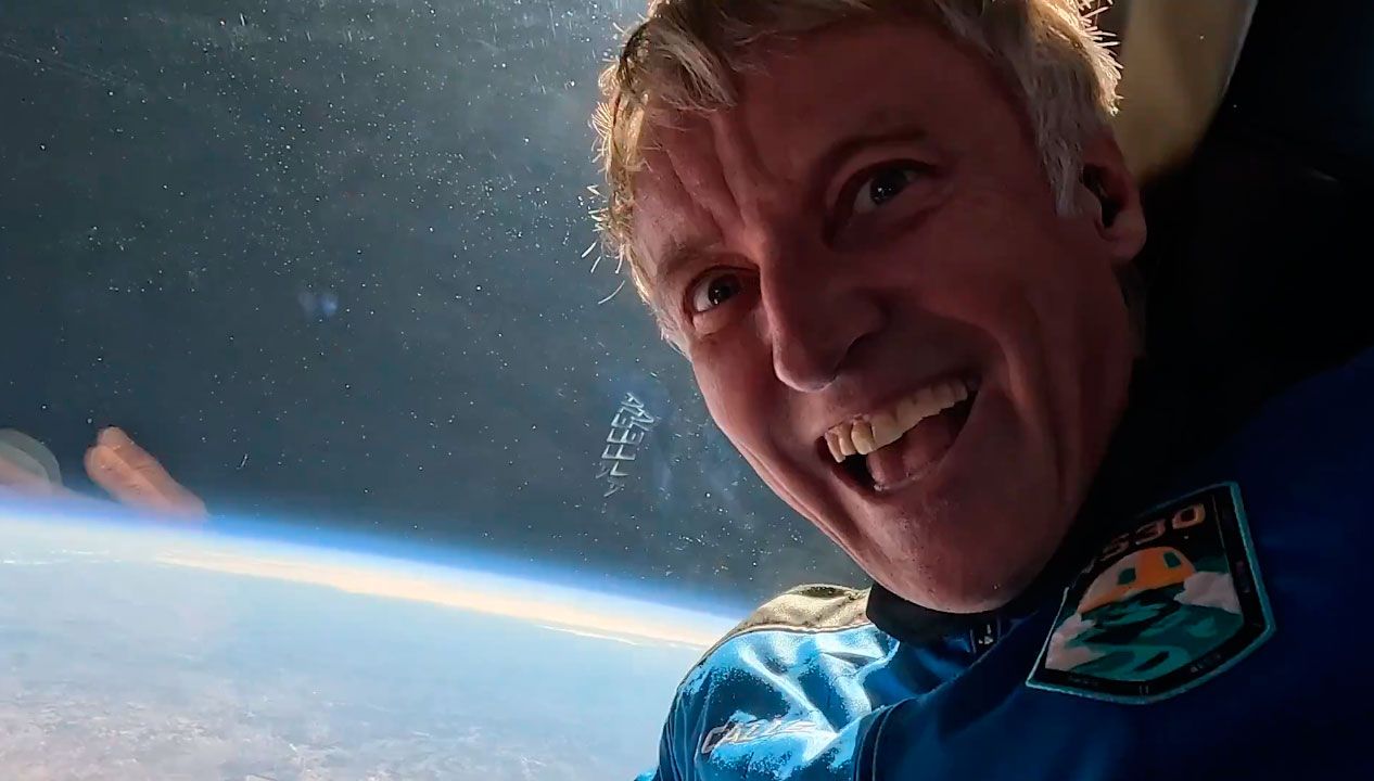 Jesús Calleja, durante su viaje espacial.