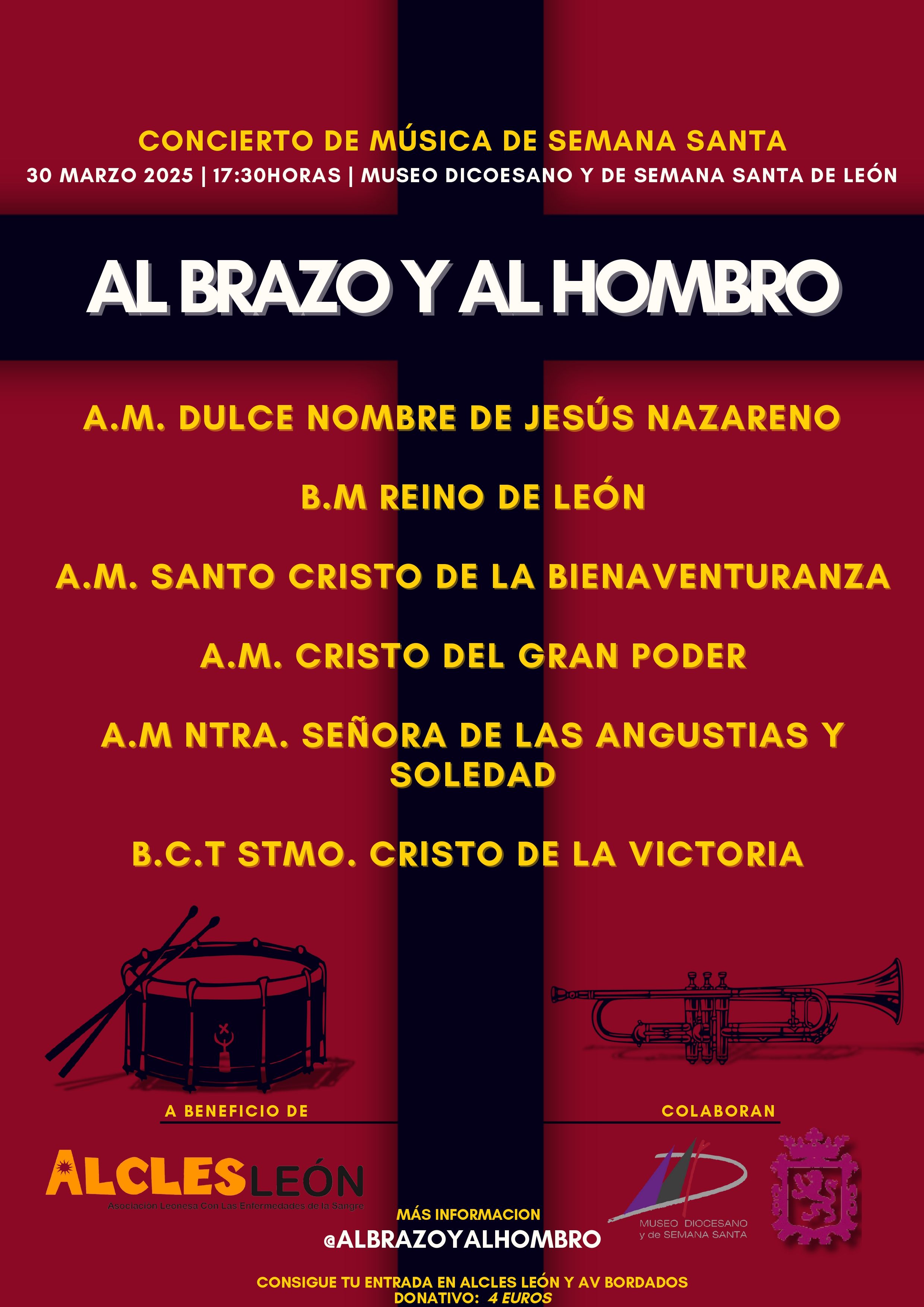 Cartel del primer concierto solidario organizado por 'Al brazo y al hombro'.