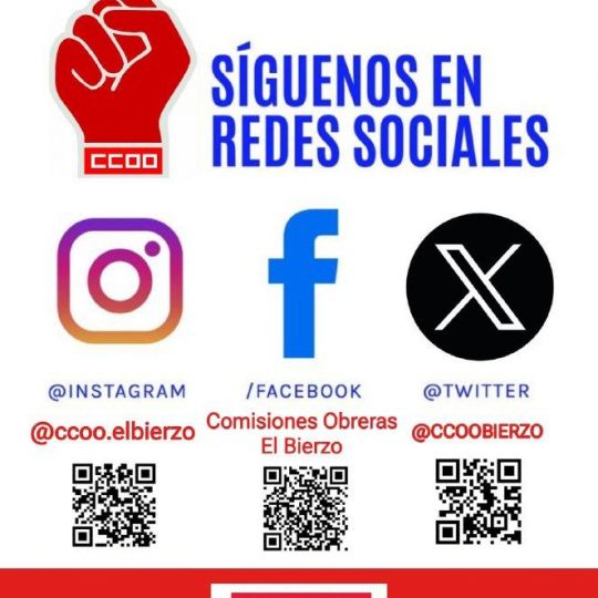 Nuevas redes sociales de Comisiones Obreras.