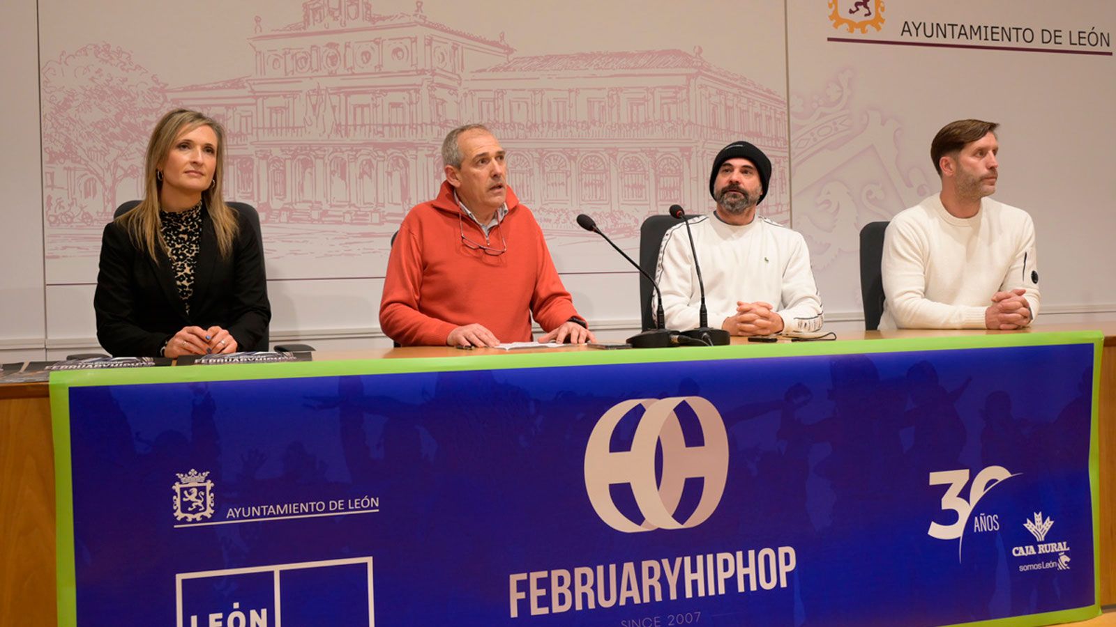 Elena Sandoval, Vicente Canuria, Francisco Leal y Borja Vilanova durante la presentación de la nueva edición del February Hip Hop. | MAURICIO PEÑA