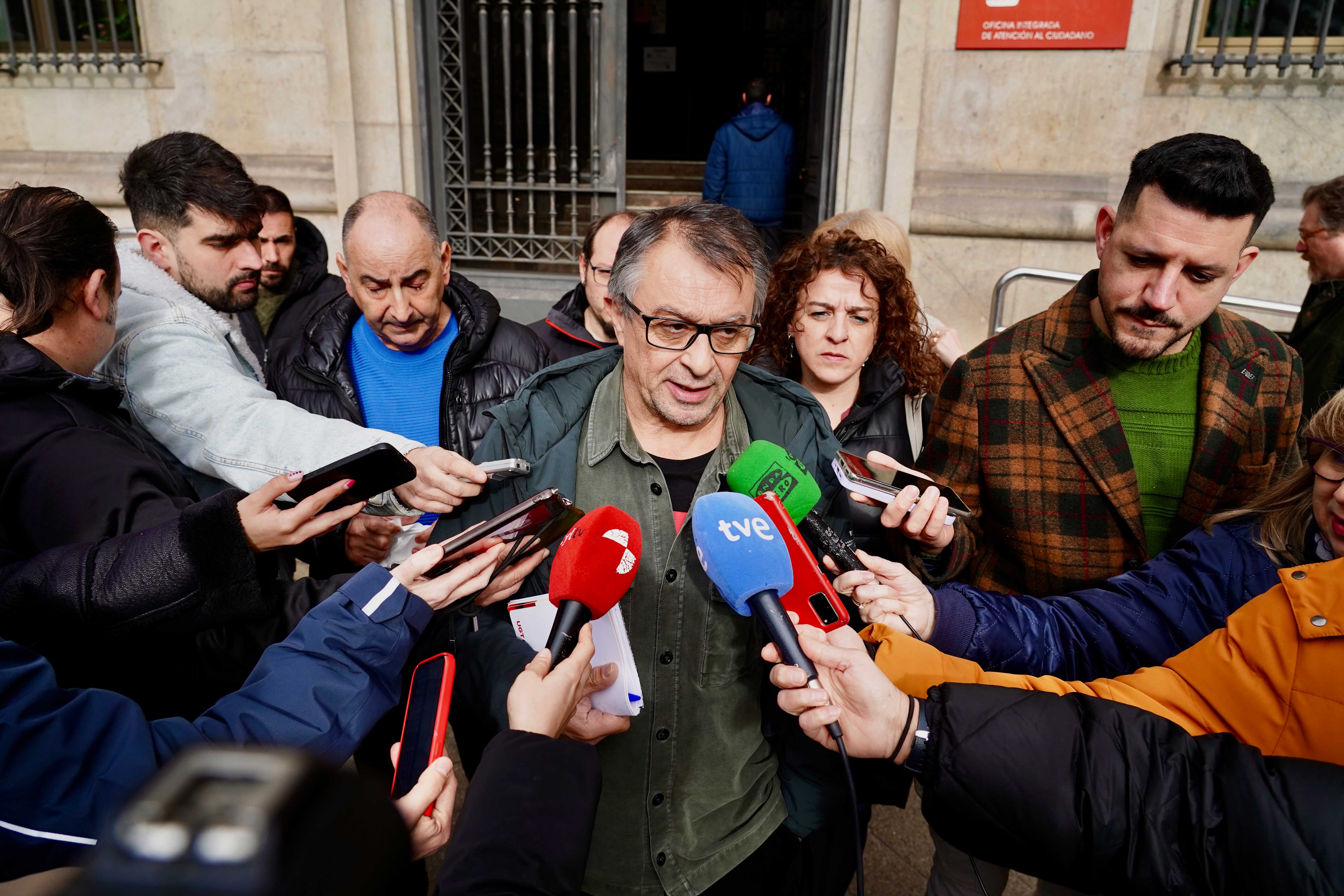 Los secretarios generales de UGT, CCOO y USO en la atención a la prensa leonesa. | ICAL