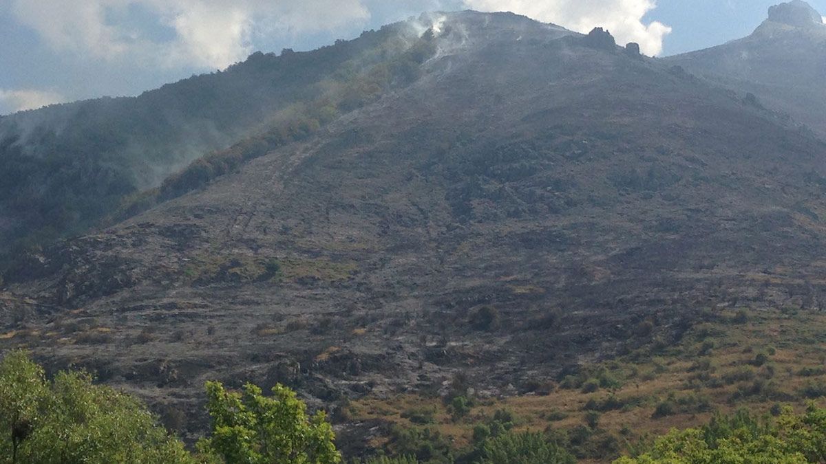 El fuego ha acabado con el monte de Velilla de la Tercia. | L.N.C.